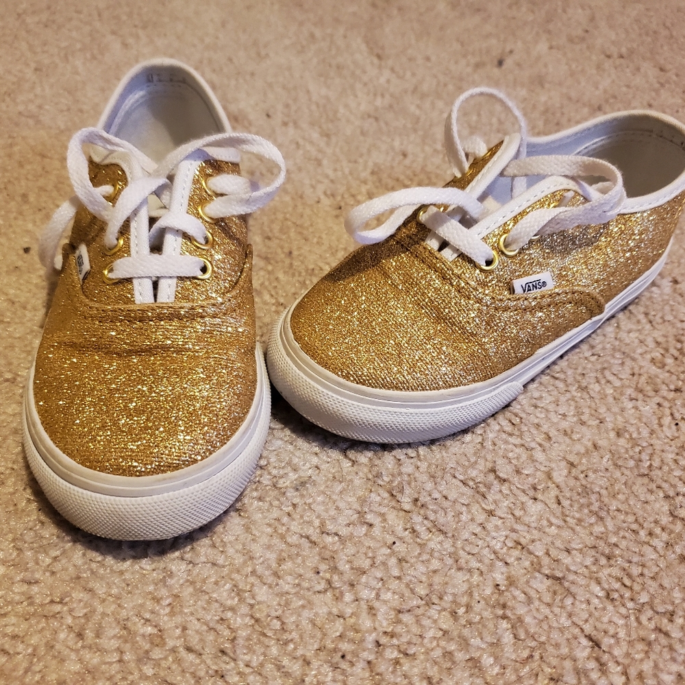 Size 8.5 gold vans sneakers